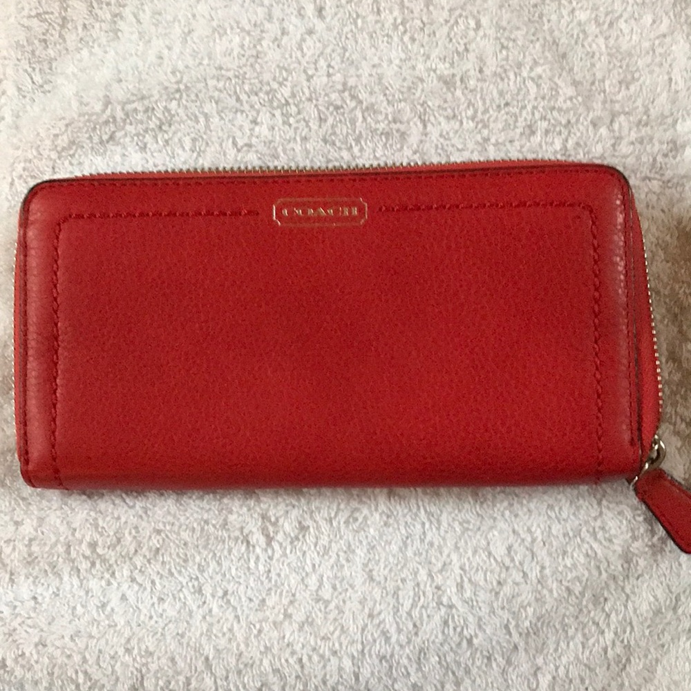 Coach leather wallet, red